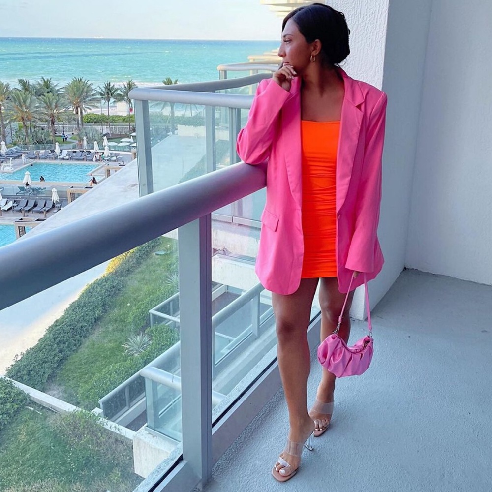 Orange mid length dress
